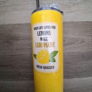 Yellow Glitter Lemonade Tumbler